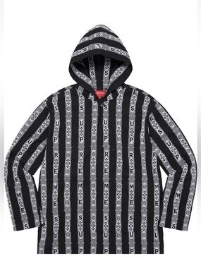 Supreme Striped Baja Shirt Hooded Sweatshirt Black/White – Size Small
